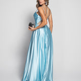 Long Dress with Ruffle Effect and Side Opening