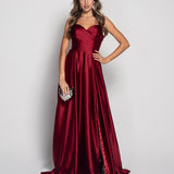 Long Dress with Ruffle Effect and Side Opening