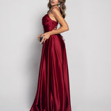 Long Dress with Ruffle Effect and Side Opening