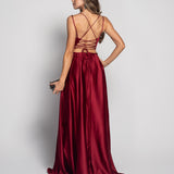 Long Dress with Ruffle Effect and Side Opening