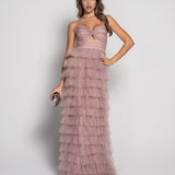 Glamour Long Dress with Ladder Hems