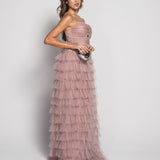 Glamour Long Dress with Ladder Hems