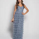 Glamour Long Dress with Ladder Hems