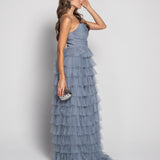 Glamour Long Dress with Ladder Hems