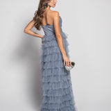 Glamour Long Dress with Ladder Hems