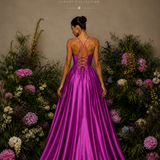Vestido Longo Efeito Folhos Abertura Lateral