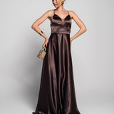 Vestido Glamour Com Decote Em V Pormenor Transparente