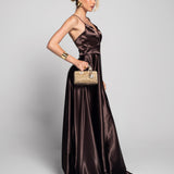 Vestido Glamour Com Decote Em V Pormenor Transparente