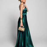 Vestido Glamour Com Decote Em V Pormenor Transparente