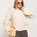 Camisola Ti.Amo De Malha Cropped Relevo Com Padrão