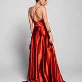 Vestido Glamour Com Decote Em V Pormenor Transparente