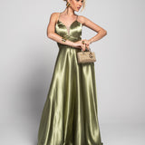 Vestido Glamour Com Decote Em V Pormenor Transparente