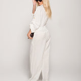 Jumpsuit Efeito Linho Com Detalhes Dourados