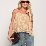 Top Ti.Amo De Alças Com Relvo Floral