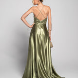 Vestido Glamour Com Decote Em V Pormenor Transparente