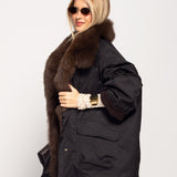 Blusão Ti.Amo De Penas De Ganso Gola Pêlo Natural Raposa