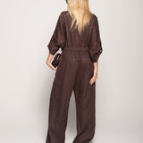 Jumpsuit Efeito Linho Com Detalhes Dourados