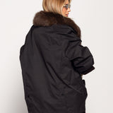 Blusão Ti.Amo De Penas De Ganso Gola Pêlo Natural Raposa