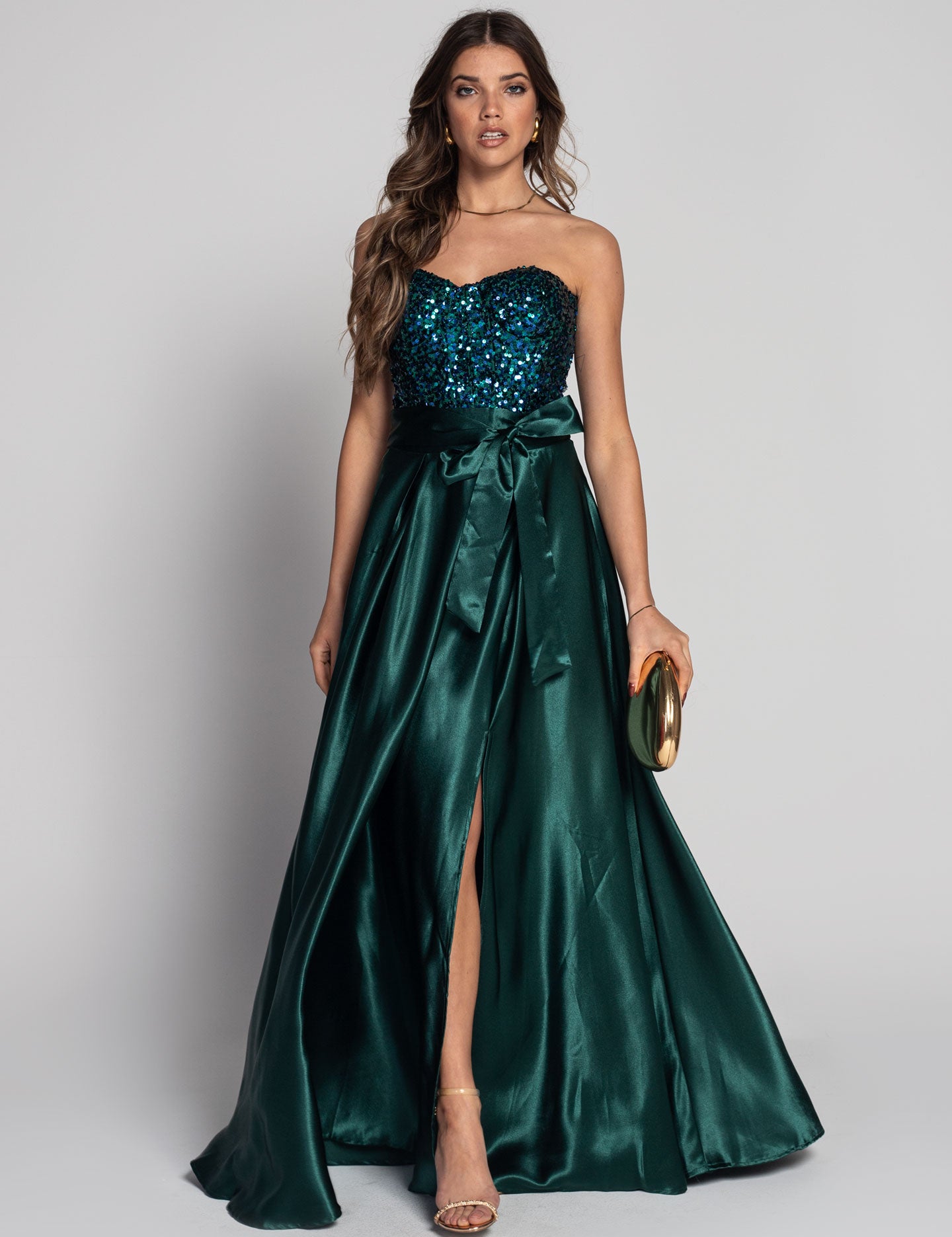 Vestido Glamour Longo Corset De Lantejoulas