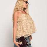 Top Ti.Amo De Alças Com Relvo Floral