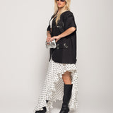 Saia Ti.Amo Polka Dot Assimétrica Com Folhos