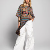 Calça Ti.Amo Wide Leg De Ganga Estilo Cargo