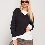 Camisola De Malha Decote Em Bico Mistura Cashmere