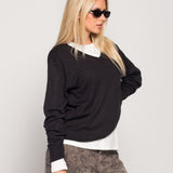 Camisola De Malha Decote Em Bico Mistura Cashmere