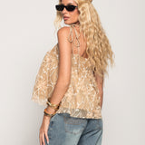 Top Ti.Amo De Alças Com Relvo Floral