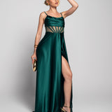 Glamour Corsettry Sheer Dress with Draped Neckline