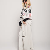 Calça Ti.Amo De Ganga Wide Leg Off White Com Rasgos