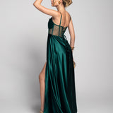 Glamour Corsettry Sheer Dress with Draped Neckline