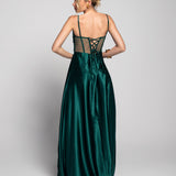 Glamour Corsettry Sheer Dress with Draped Neckline