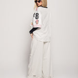 Calça Ti.Amo De Ganga Wide Leg Off White Com Rasgos