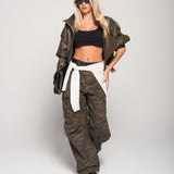 Calça Ti.Amo Wide Leg De Ganga Camuflado Com Efeito Texturado