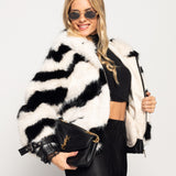 Casaco Ti.Amo Forra A Pele Com Pêlo Padrão Zebra