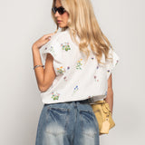 Camisa Ti.Amo Cropped Bordado Floral