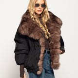 Blusão Ti.Amo Curto De Penas De Pato Com Pêlo Natural