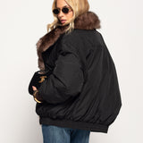 Blusão Ti.Amo Curto De Penas De Pato Com Pêlo Natural