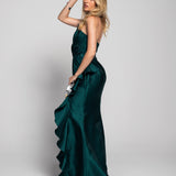 Vestido Glamour Longo Drapeado Tipo Conha Folhos