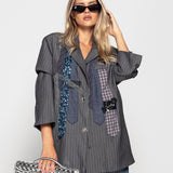 Blazer Ti.Amo Risca Diplomática Com Patchwork