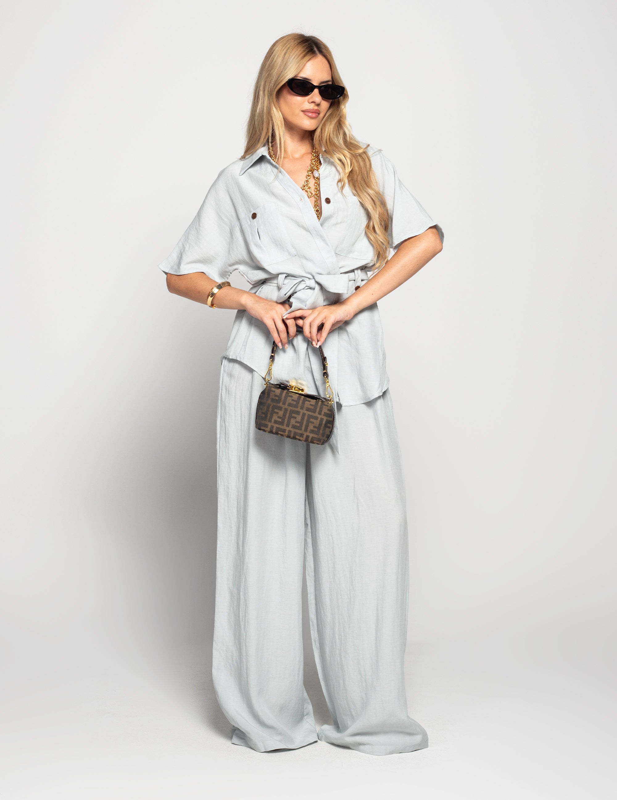 Twinset Ti.Amo 100% Linho Camisa/Blazer Bolsos + Calça