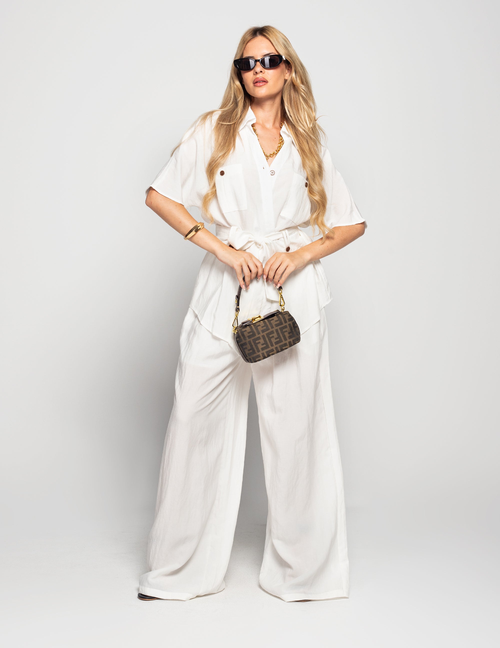 Twinset Ti.Amo 100% Linho Camisa/Blazer Bolsos + Calça