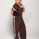 Jumpsuit De Felpa Com Três Listas