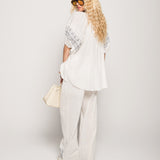 Twinset Ti.Amo Camisa Bordado Étnico & Strass + Calça Pantalona