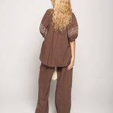 Twinset Ti.Amo Camisa Bordado Étnico & Strass + Calça Pantalona