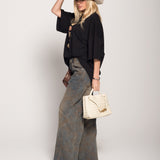 Calça Ti.Amo De Ganga Wide Leg Jacquard Com Padrão