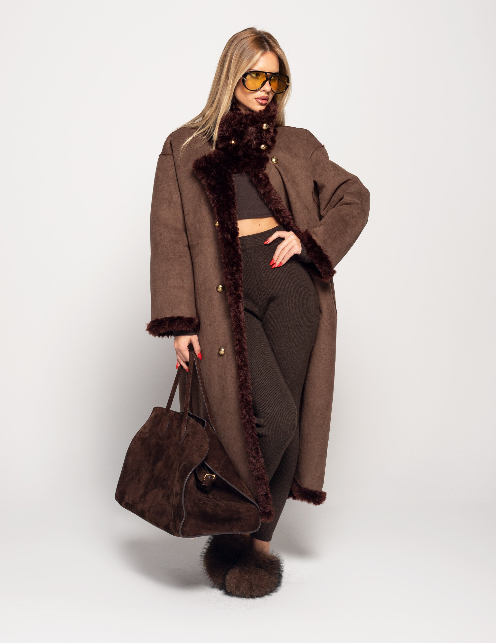 Sobretudo Ti.Amo Reversível Suede & Pêlo