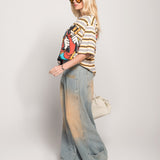 Calça Ti.Amo De Ganga Wide Leg Com Contraste