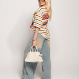 Calça Ti.Amo De Ganga Wide Leg Com Contraste